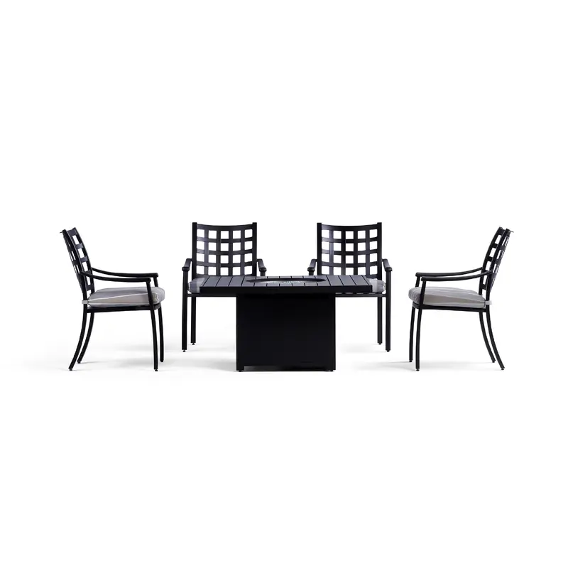 Lily Outdoor Fire Pit Table Set with 4 Fixed Chairs