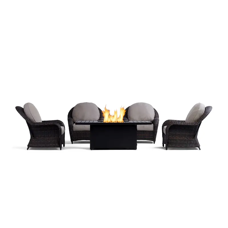 Waverly Outdoor Fire Pit Table Set with 4 Fixed Chairs