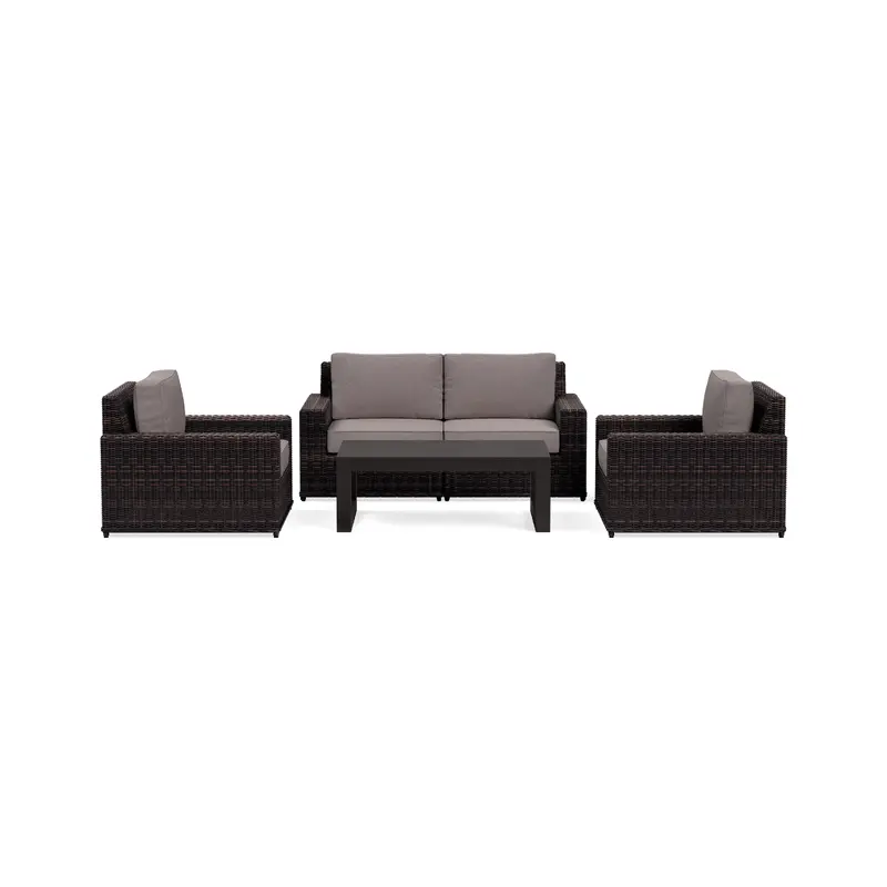 Langdon Outdoor Loveseat Set with Fixed Chairs