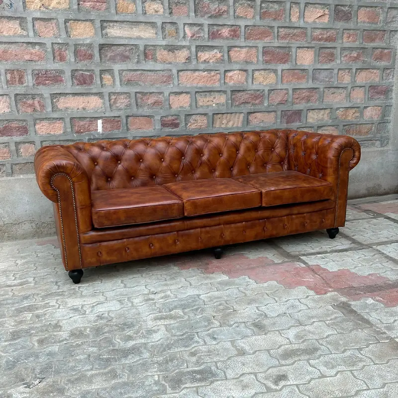 Laramie Chesterfield Leather Sofa