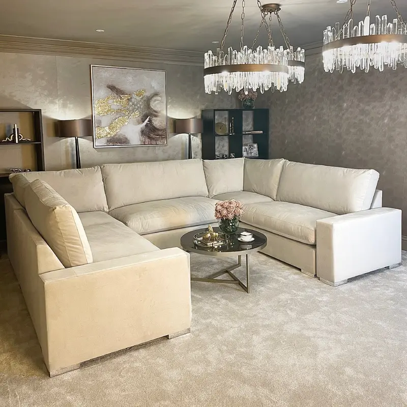 Olivia Cream Premium Large U-Shaped Sofa