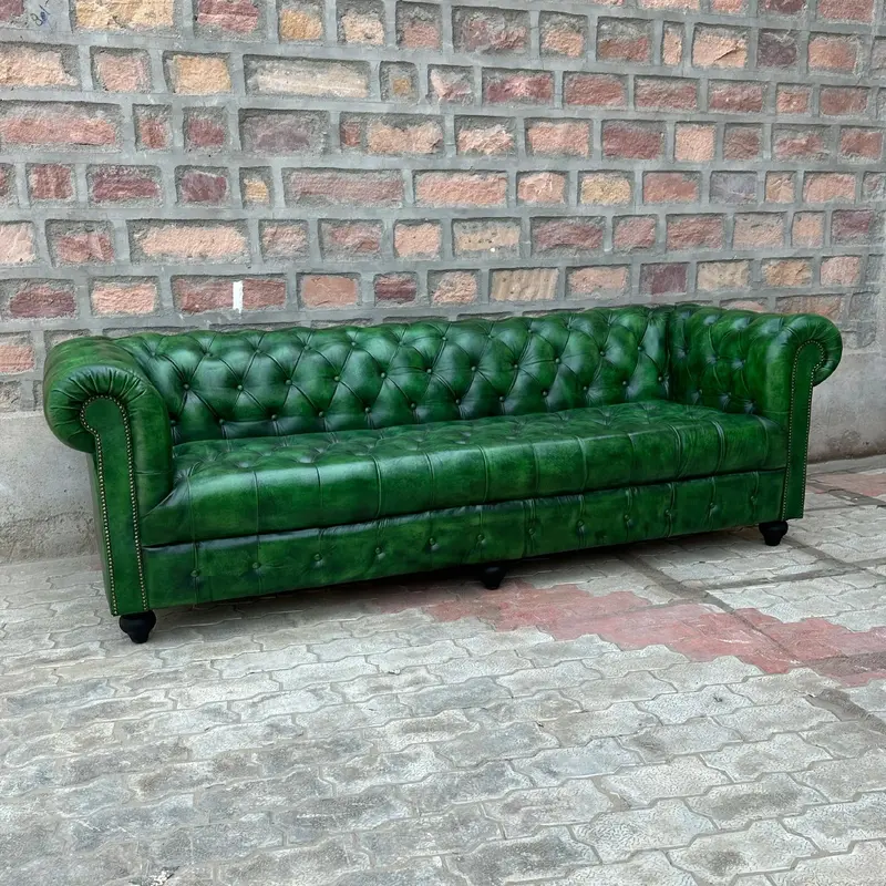 Polo Green Chesterfield Leather Sofa