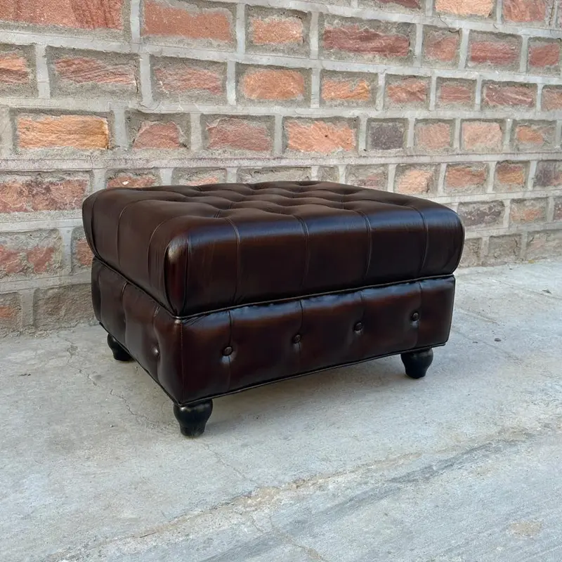 Remington Chesterfield Leather Ottoman
