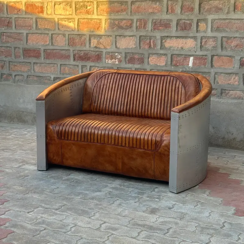 Top Gun Aviator Leather Loveseat