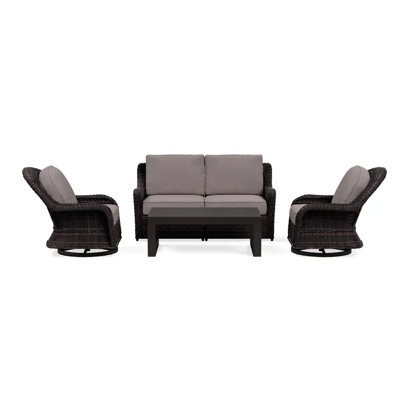 Waverly Outdoor Loveseat Set with Fixed Chairs