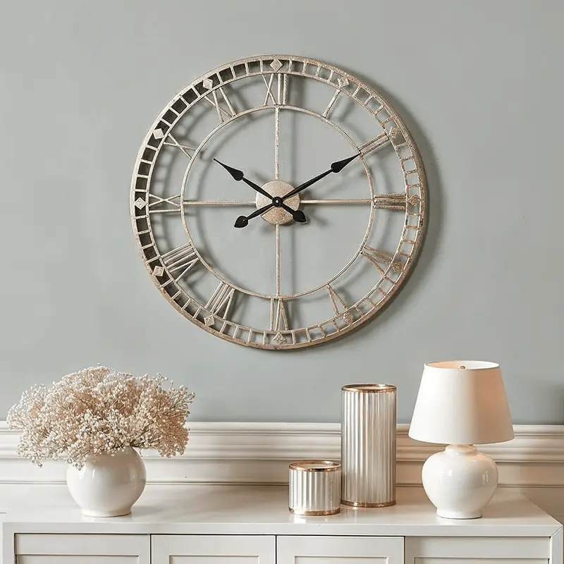 Aldina Large Gold Metal Round Wall Clock