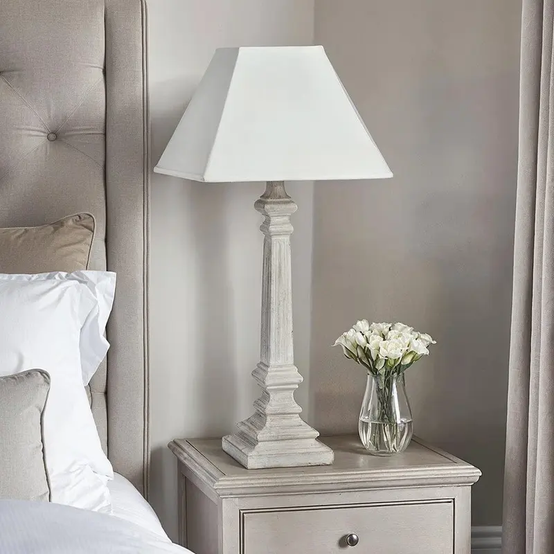 Alnwick Wooden Table Lamp with Neutral Shade