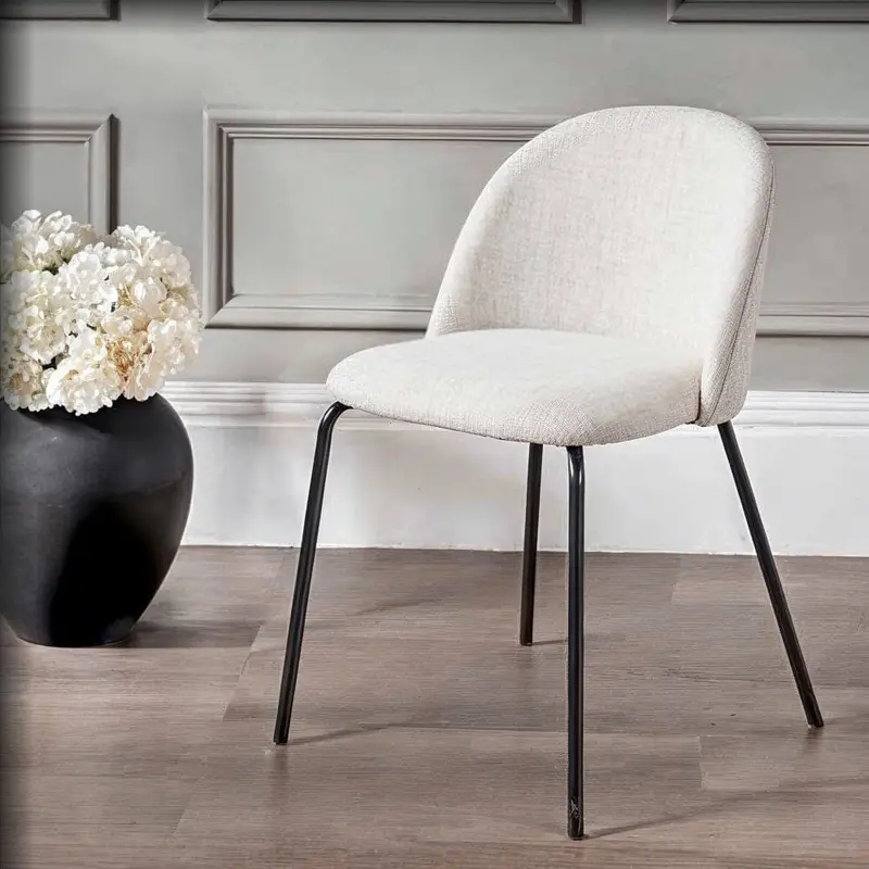 Arte Cream Linen & Black Metal Dining Chair