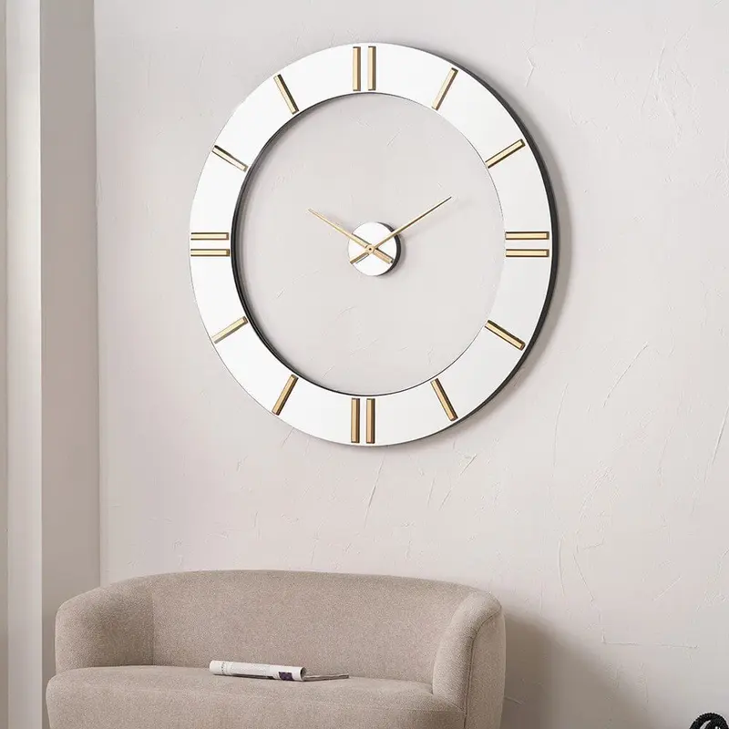 Cadence Large Mirrored & Gold Round Wall Mirror