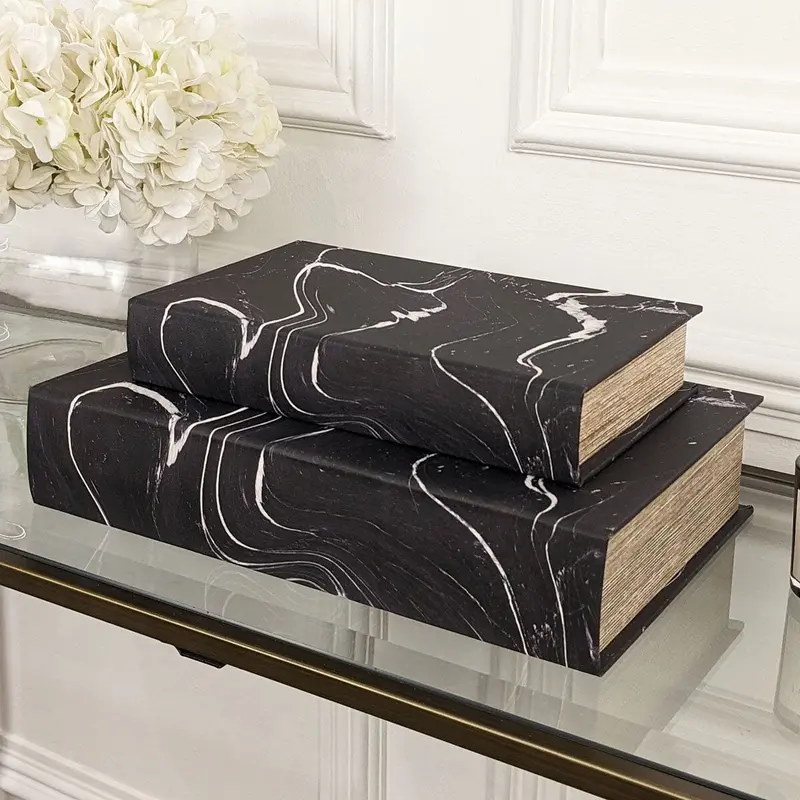 Casima Black & White Decorative Book Boxes - Set of 2
