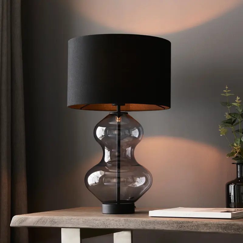 Cassie Tinted Glass Table Lamp with Black Shade