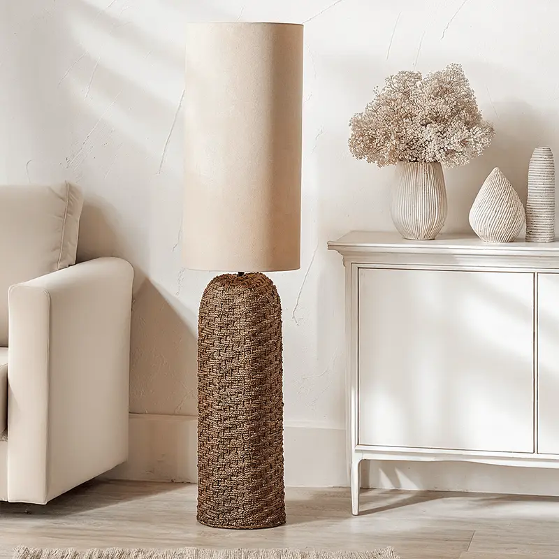 Caswell Woven Seagrass Slim Floor Lamp