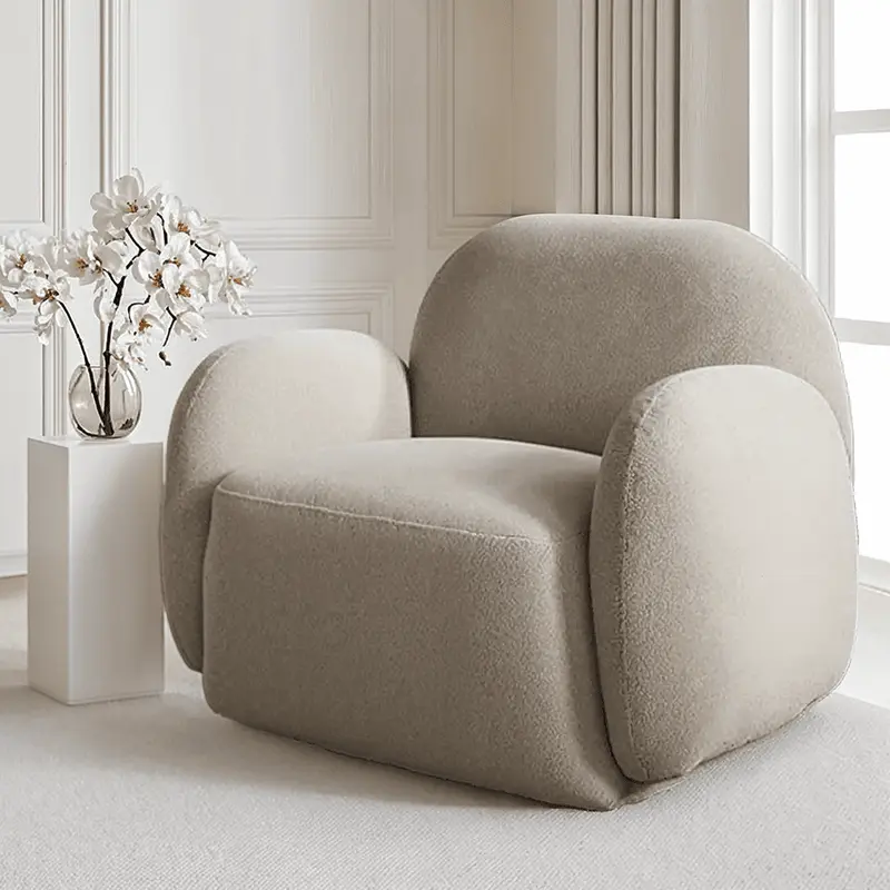 Celio Cream Textured Curved Modern Armchair