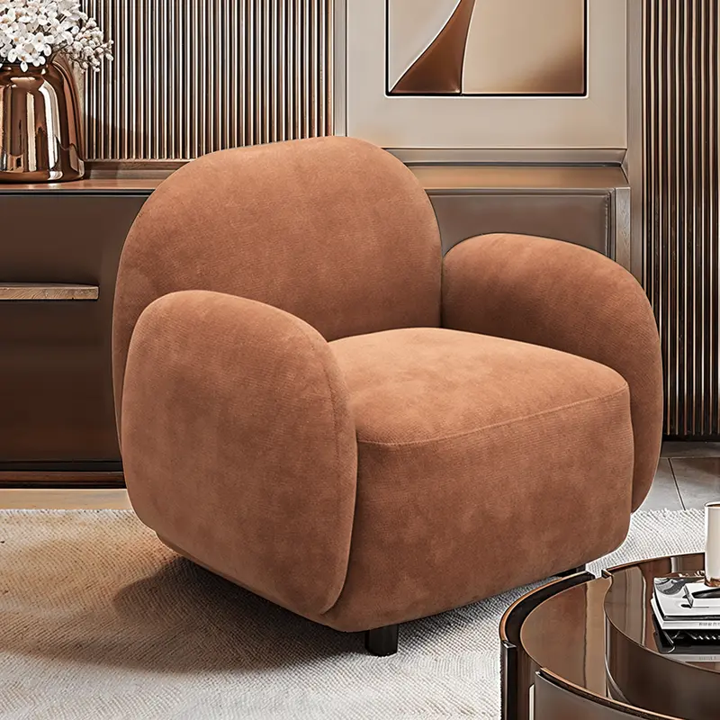 Celio Rust Textured Curved Modern Armchair