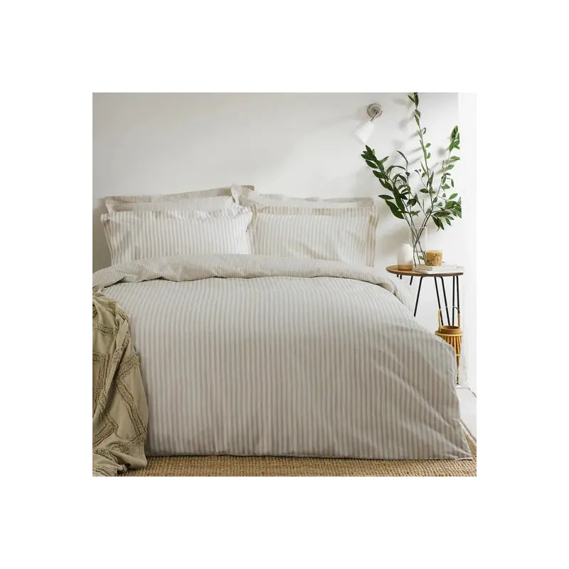 Coralia Neutral Striped 100% Cotton Duvet Set