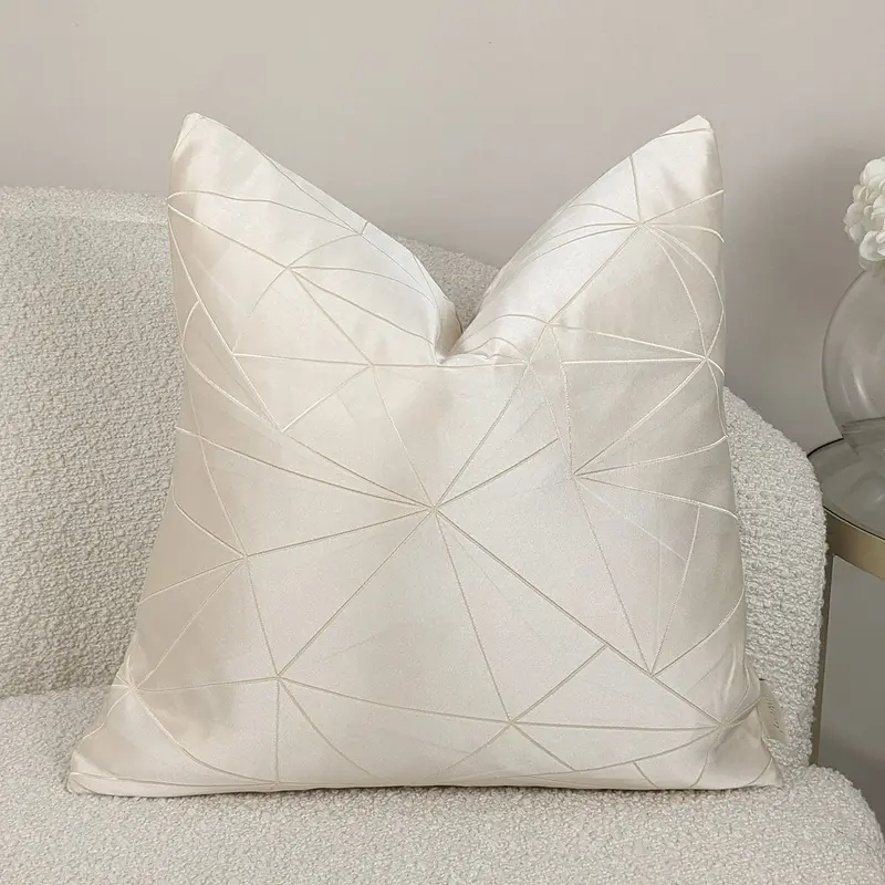 Elara Cream Satin Abstract Cushion - 45x45cm