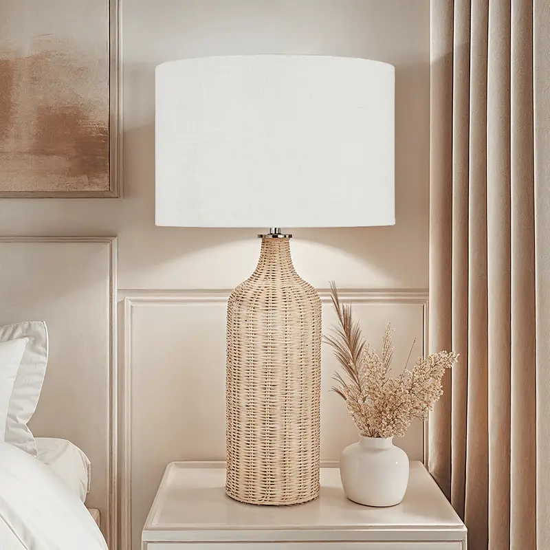Emilia Natural Rattan Bottle Neck Table Lamp