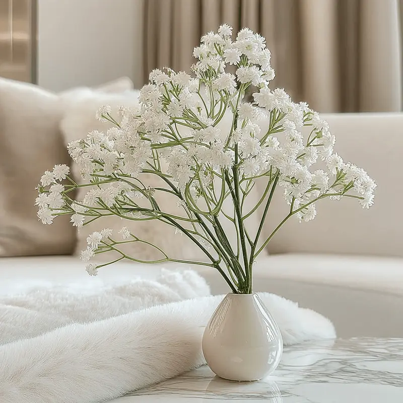 Faux Fluffy Gypsophilia Spray Single Stem Floral
