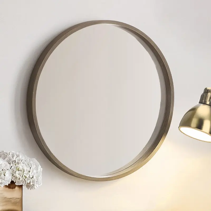 Garda Natural Wood Veneer Slim Rounded Wall Mirror