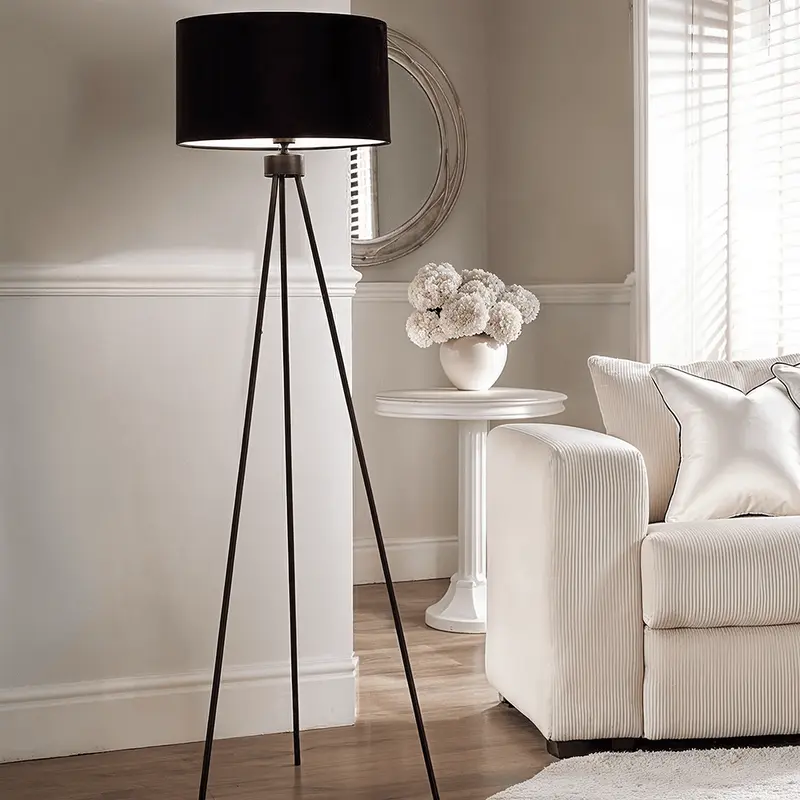 Gemini Matt Black Tripod Floor Lamp