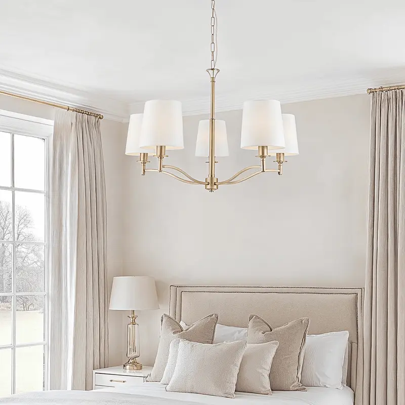 Genevieve 5 Light Antique Brass Pendant Ceiling Light