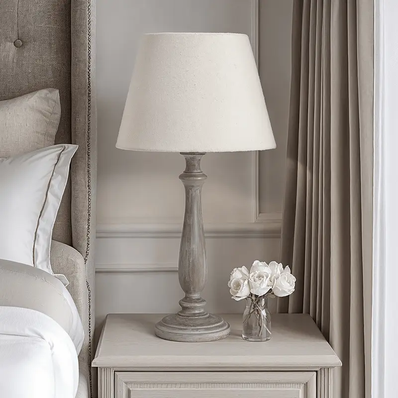 Kenwood Washed Wood Table Lamp with Neutral Shade