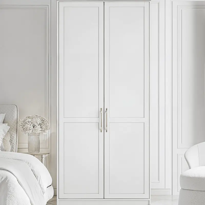 Layla White Double Wardrobe with Gold Handles