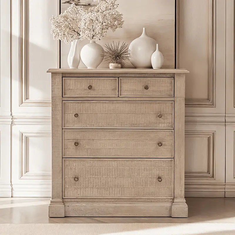 Lilliana Luxury 5 Drawer Chest with Brass Handles