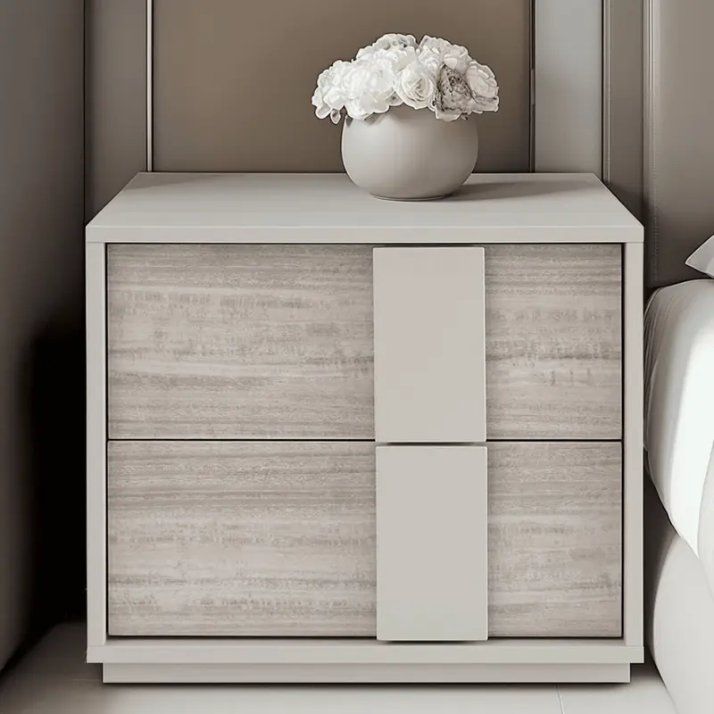 Maya Luxury Greige 2 Drawer Bedside Table