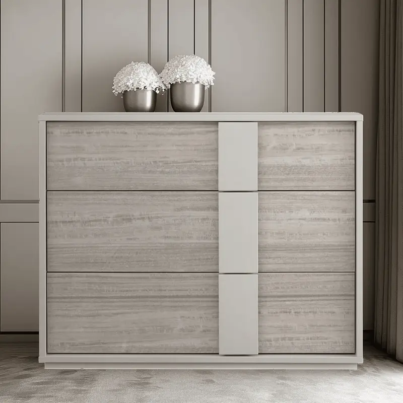 Maya Luxury Greige 3 Drawer Chest