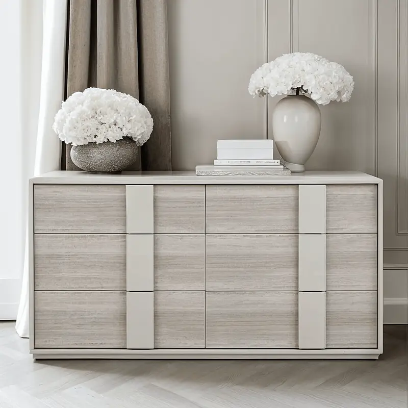 Maya Luxury Greige 6 Drawer Chest