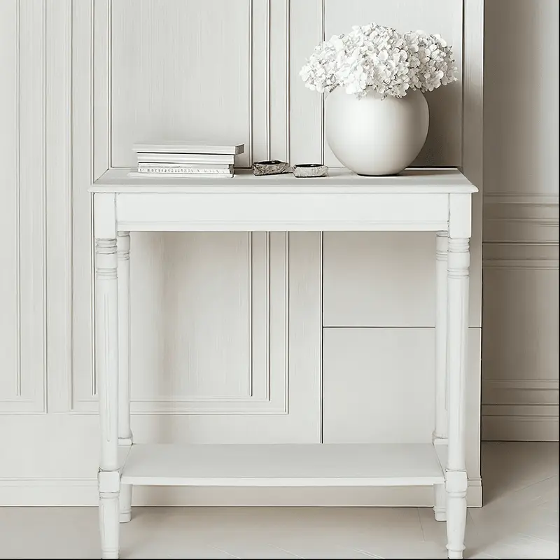 Nia White Wooden Console Table