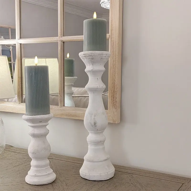 Norfolk Large Distressed Stone Candle Holder