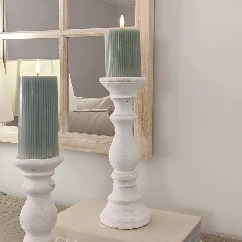 Norfolk Medium Distressed Stone Candle Holder