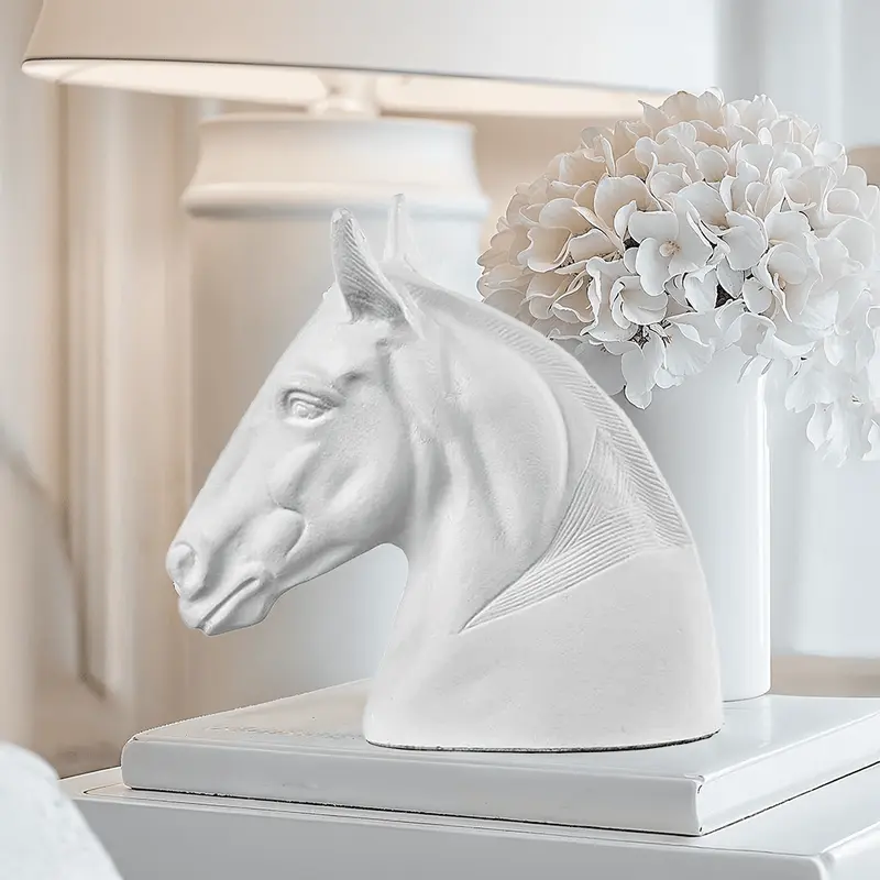 Olympia White Metal Decorative Horse Head Ornament