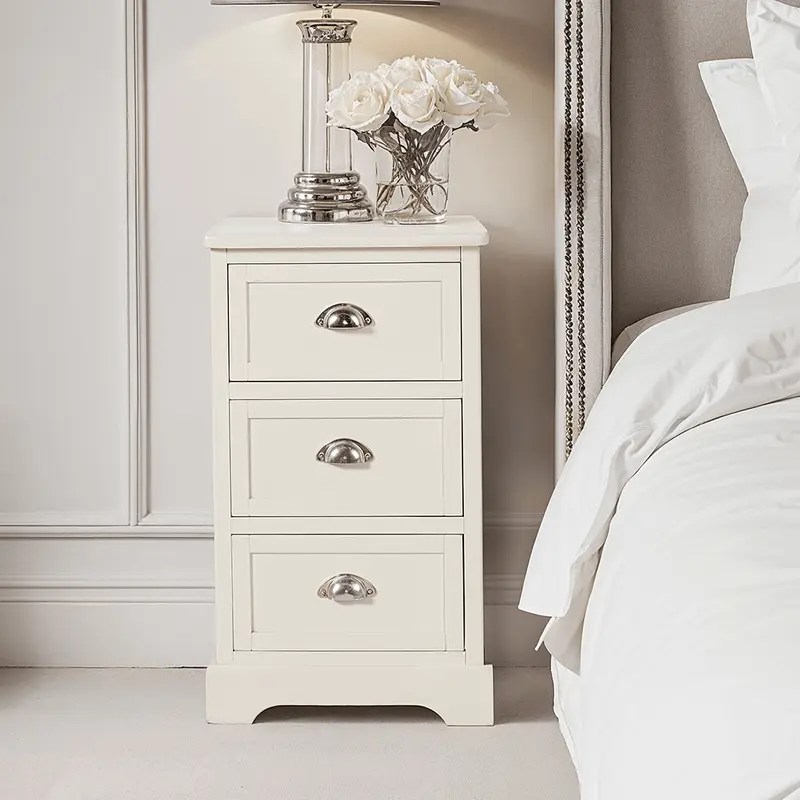 Rosanna Cream Wooden 3 Drawer Bedside Table