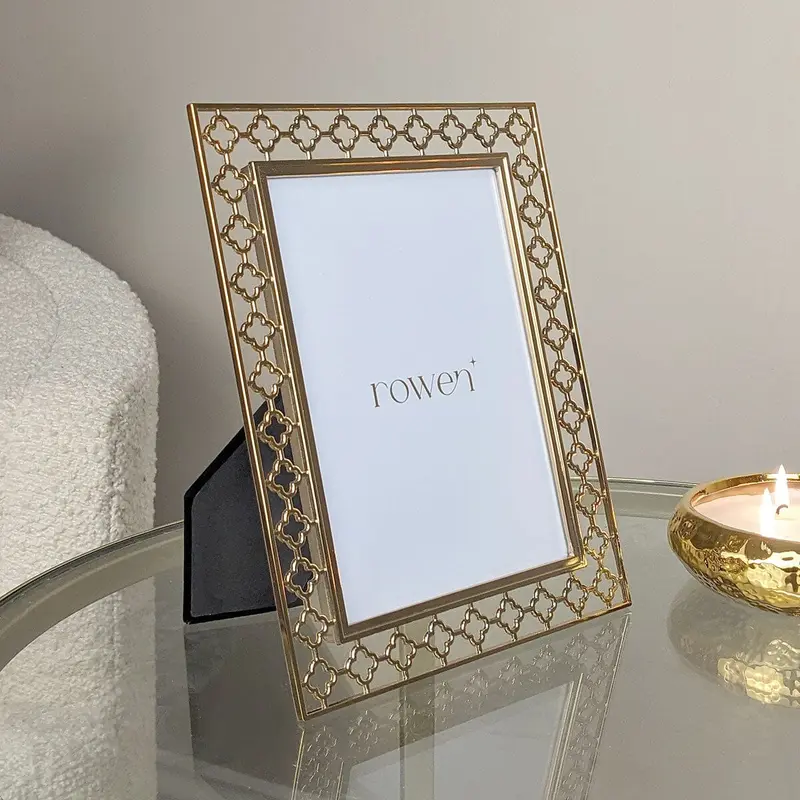 Sarai Gold Lattice Metal Photo Frame - 5x7"