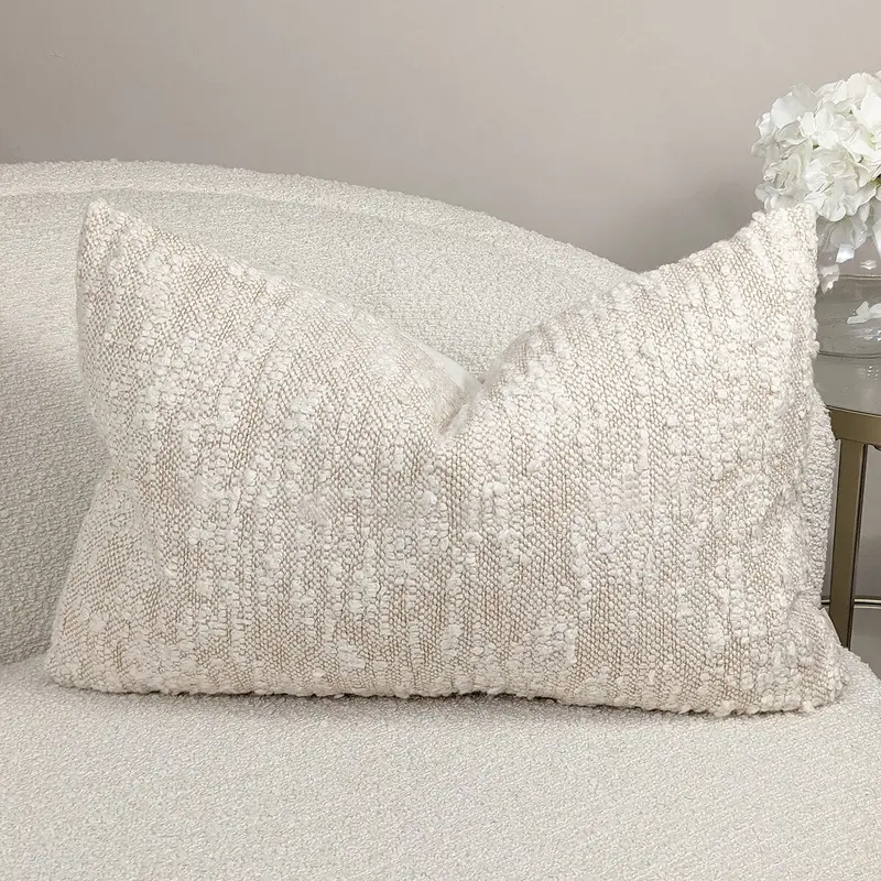 Solace Natural Woven Textured Bolster Cushion - 60x40cm