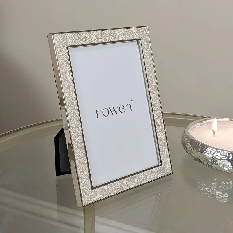 Thalia Faux Cream Shagreen Photo Frame - 4x6"