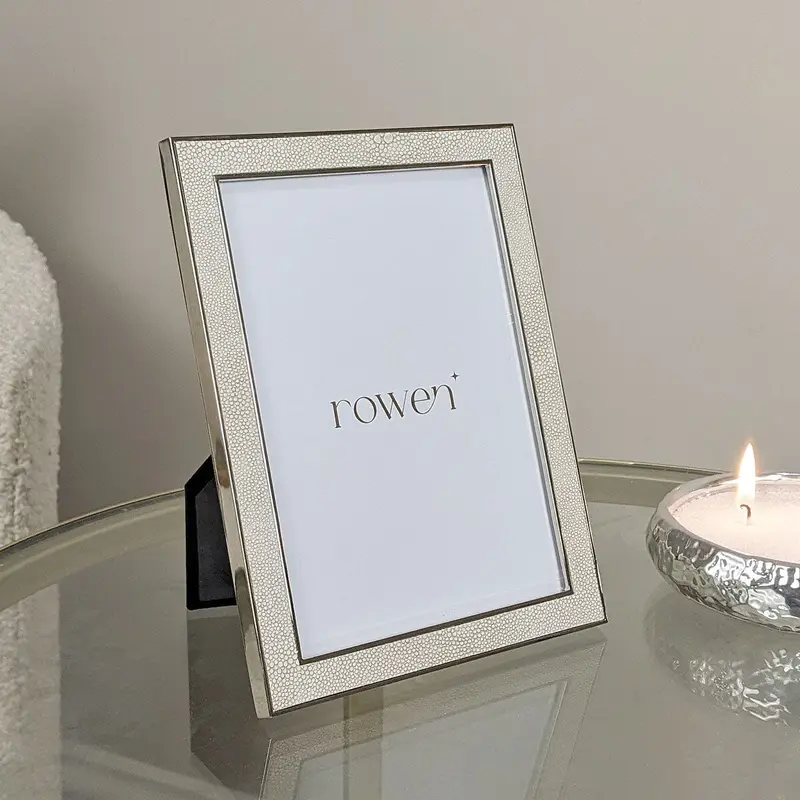 Thalia Faux Cream Shagreen Photo Frame - 5x7"