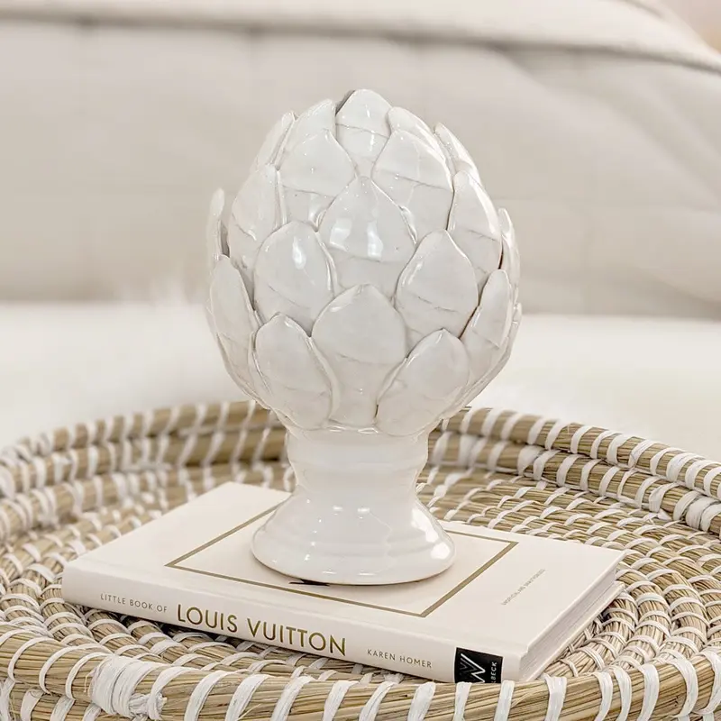 White Ceramic Decorative Standing Artichoke Ornament