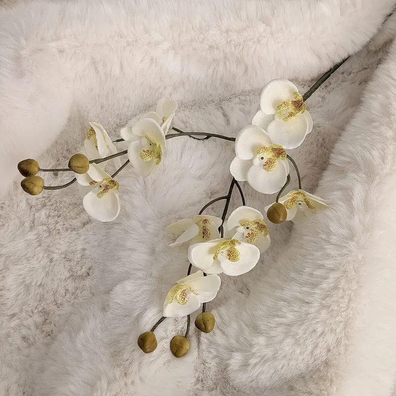 White Faux Orchid Single Stem Floral