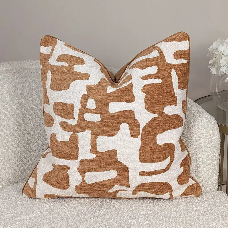 Zella Rust & Cream Jacquard Boucle Cushion - 50x50cm