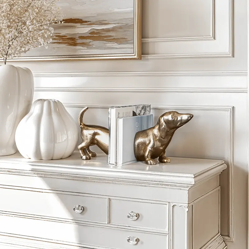 Zenaida Gold Metal Sausage Dog Decorative Bookends