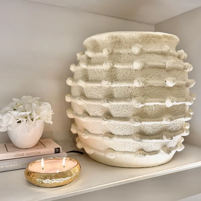 Arya Large Beige Bobble Effect Decorative Planter