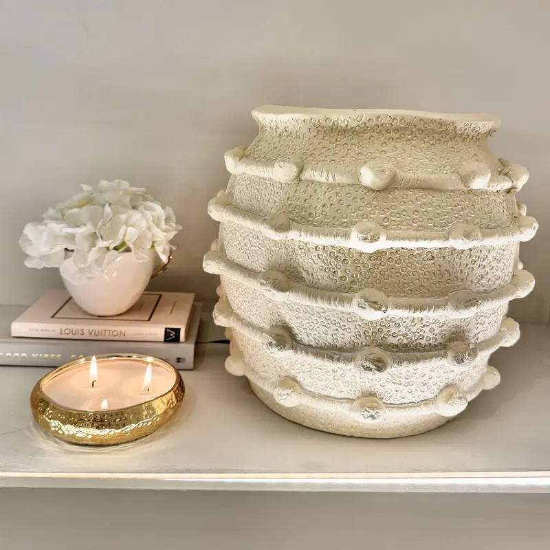 Arya Medium Beige Bobble Effect Decorative Planter
