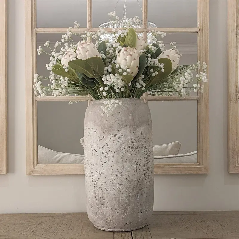 Buxton Neutral Distressed Tall Stone Vase