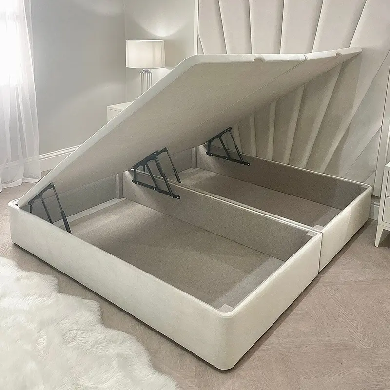 Cream Velvet Ottoman Divan Bed Base