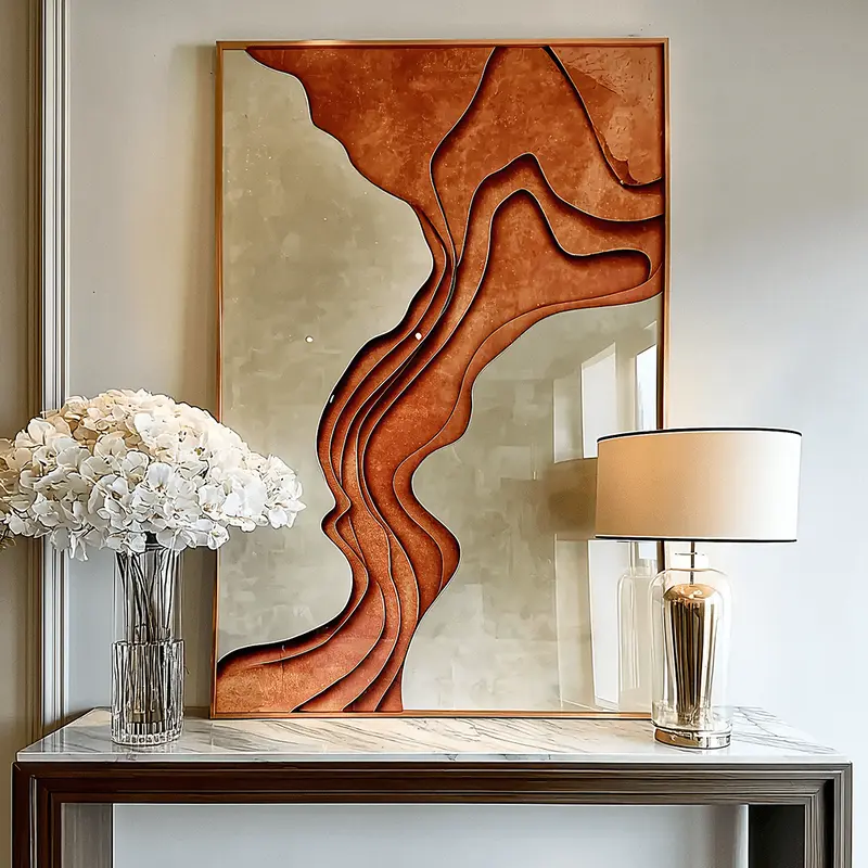 Donatella Copper & Cream 3D Effect Framed Wall Art - 70x100cm