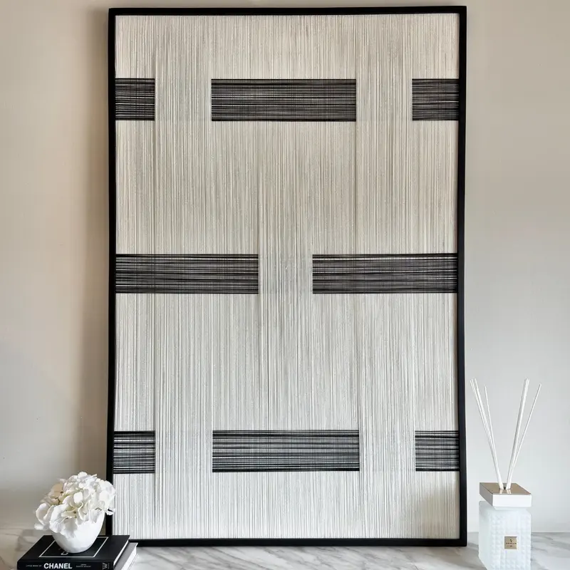 Elijah Black & White Woven Framed Wall Art